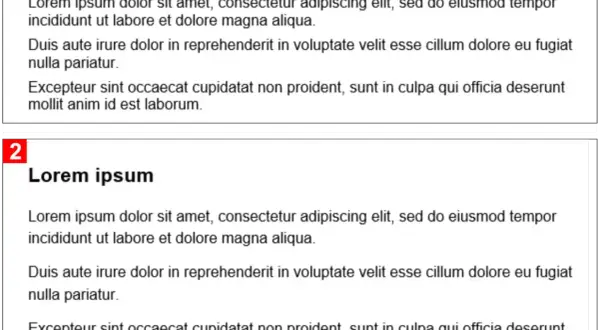 Dwa bloki tekstu "Lorem ipsum" z widoczną, większą **interlinią** w drugim bloku, co wpływa na czytelność.
