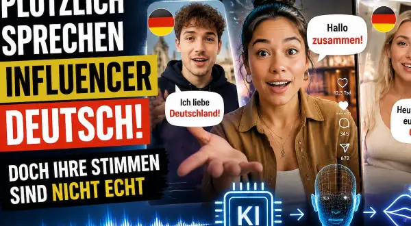 Influencer sprechen plötzlich Deutsch, doch ihre Stimmen sind nicht echt. KI-generierte Stimmen verändern, was Influencer auf Deutsch sagen.