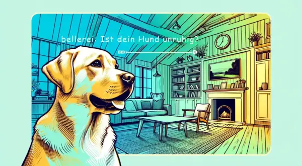 Ein Hund schaut neugierig in ein Wohnzimmer. Ist dein Hund unruhig?