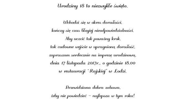 Jak napisać zaproszenie na 18 urodziny, które zachwyci gości