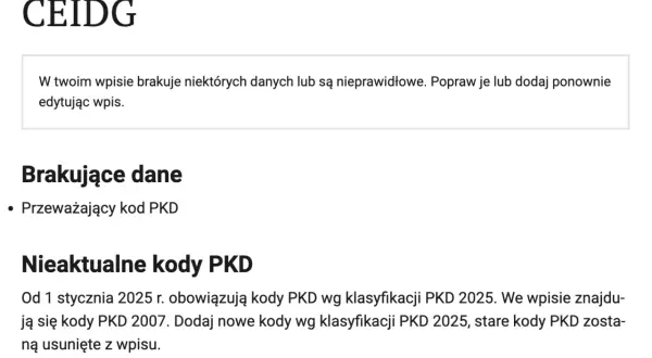 Jak zmienić PKD w CEIDG i uniknąć problemów z rejestracją