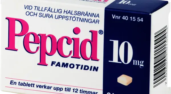 Pepcid 10mg magsyra tabletter för halsbränna och sura uppstötningar. 24 tabletter.
