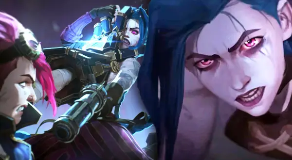 Jinx und Vi im Kampf, ein Vorgeschmack auf die düstere Action von arcane staffel 2.
