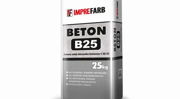 Worek betonu B25 Imprefarb. Gotowa sucha mieszanka betonowa C 20/25, 25kg. Idealna na posadzki, ogrodzenia, balkony. Sprawdź beton b25 cena za m3.