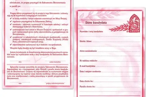 Jak wypełnić deklarację kandydata do bierzmowania – uniknij błędów