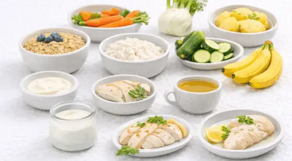Ecco cosa mangiare con reflusso: avena, riso, pollo, banane, patate, carote, zucchine, finocchio, yogurt e tisana.