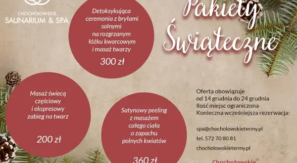 Chochołowskie Termy oferują pakiety świąteczne. Sprawdź, czy termy chochołowskie są otwarte w święta bożego narodzenia i zarezerwuj relaks.