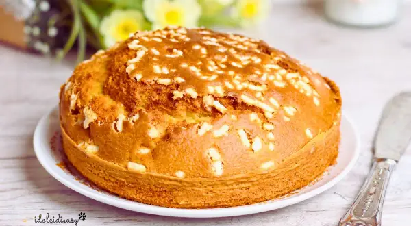 Torta in friggitrice ad aria, dorata e soffice, cosparsa di zuccherini. Perfetta per la colazione o la merenda.