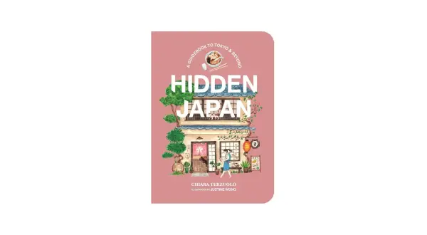 Okładka książki "Hidden Japan" z ilustracją uroczej uliczki i kotem. To idealne książki o Japonii dla każdego, kto chce odkryć jej sekrety.