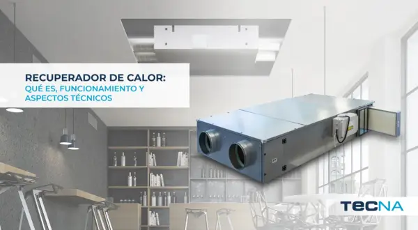 Un recuperador de aire moderno, compacto y eficiente, ideal para optimizar la climatización de espacios interiores.