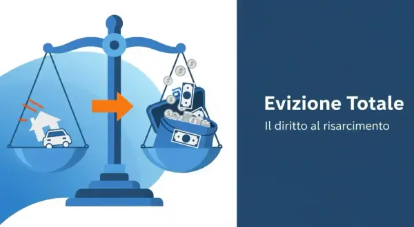 Bilancia con casa e auto da un lato, denaro dall'altro. Illustra il **garanzia per evizione significato** e il diritto al risarcimento.