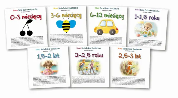 Książeczki Montessori dla dzieci w różnym wieku: od 0-3 miesięcy do 2,5-3 lat.