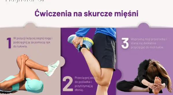 Ćwiczenia na skurcze mięśni: leżąc, podciągnij nogę do tułowia. Potem przyciągnij stopę do pośladka. To pomoże, gdy czujesz spazma.