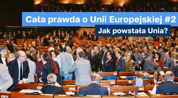 Ludzie w sali obrad, dyskutujący o tym, kiedy powstała Unia Europejska.
