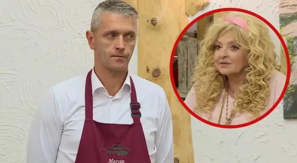 Marcin w fartuchu z napisem "Karpielówka" obok Magdy Gessler.