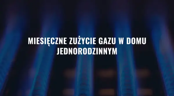 Płomienie palnika gazowego symbolizują miesięczne zużycie gazu w domu jednorodzinnym.