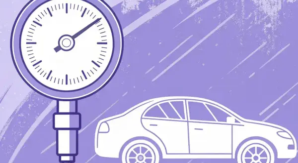 Manomètre indiquant la pression pneu Citroën C3. Illustration stylisée d'une voiture et d'un indicateur de pression.