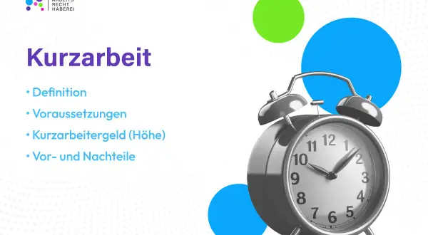 Wecker symbolisiert die Frage: Kurzarbeit wie lange? Infos zu Definition, Voraussetzungen, Höhe des Kurzarbeitergeldes und Vor-/Nachteilen.