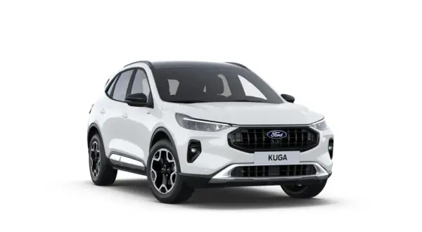 Biały Ford Kuga z czarnym dachem i felgami. Sprawdź atrakcyjną ford kuga cena!