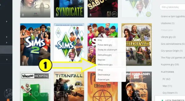 Jak zmienić język w The Sims 4? Kliknij prawym przyciskiem myszy na grę, wybierz "Właściwości gry", a następnie szukaj opcji języka.
