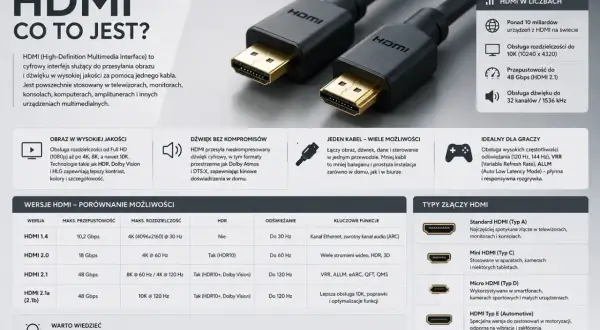 Kabel HDMI 4K Ultra HD zapewnia obraz i dźwięk bez kompromisów. Idealny do gier i kina domowego.