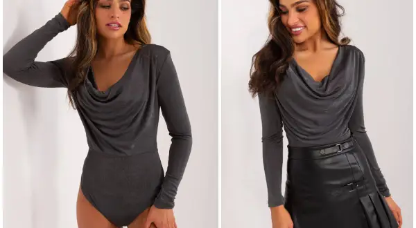 Eleganckie czarne body z golfem i skórzana spódniczka. Dwie stylizacje z tym samym, efektownym body.