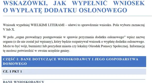 Jak poprawnie wypełnić dodatek osłonowy w bloku co zaznaczyć