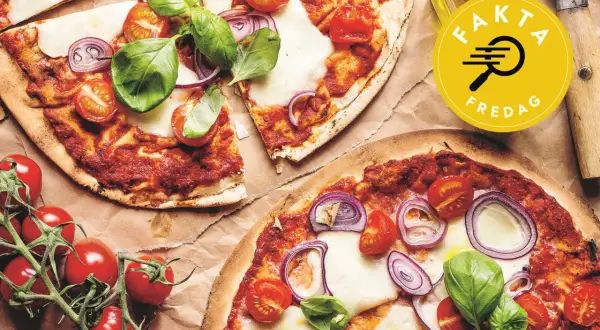 Två läckra pizzor med tomatsås, mozzarella, körsbärstomater, rödlök och basilika. Perfekt för en fredagsmyskväll!