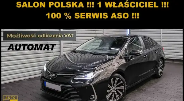 Czarna Toyota Corolla sedan, automat, z polskiego salonu, od 1 właściciela, z gwarancją i pełnym serwisem ASO. Idealna do testu!