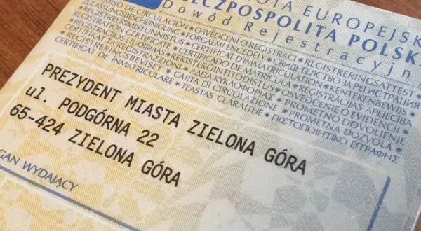 Dokument "dgl rejestracja" z danymi Prezydenta Miasta Zielona Góra, ul. Podgórna 22, 65-424 Zielona Góra.