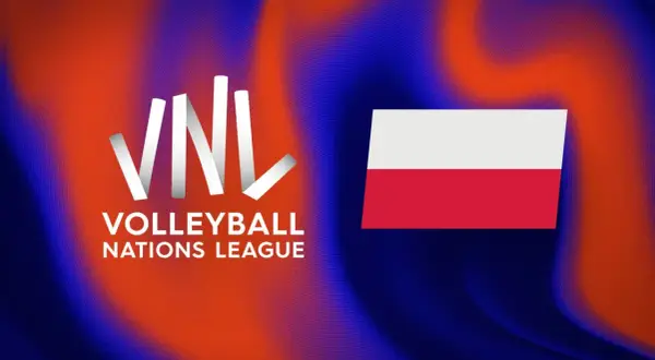 Logo VNL Volleyball Nations League i flaga Polski. Emocje sięgają zenitu, kiedy final ligi narodow!