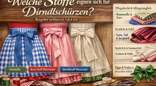 Stoffe für Dirndl: Karo, Satin, Leinen & mehr. Ratgeber für die perfekte Schürze mit Stil.