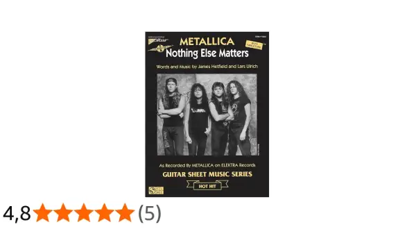 Okładka nut gitarowych z zespołem Metallica i tekstem "Nothing Else Matters".