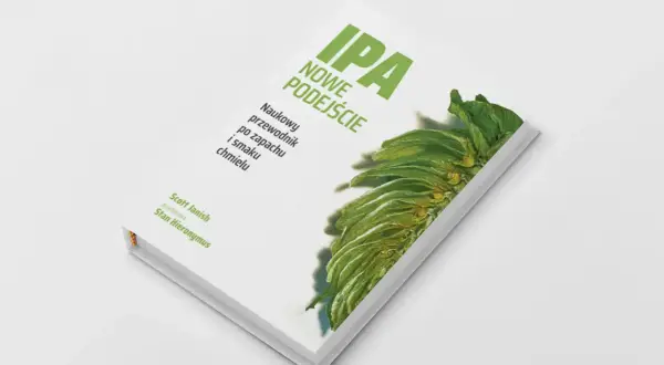 Książka "IPA: Nowe podejście" z chmielem na okładce, naukowy przewodnik po zapachu i smaku piwa.
