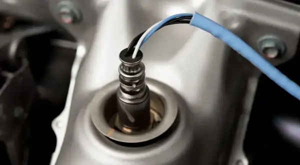 Czujnik tlenu w Renault, potencjalna przyczyna błędu DTC P0141. Widoczny przewód z wiązką kabli.