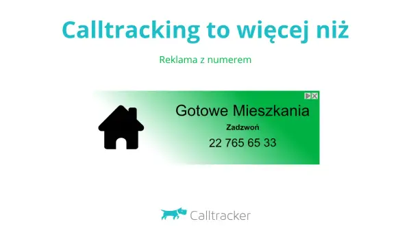 Calltracking to więcej niż lokalizacja telefonu po numerze. Reklama "Gotowe Mieszkania" z numerem 22 765 65 33.