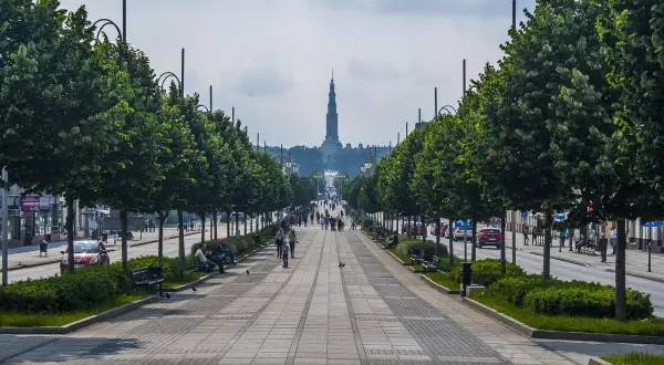Aleja w Częstochowie, idealna na spacer z dziećmi, prowadzi do Jasnej Góry.