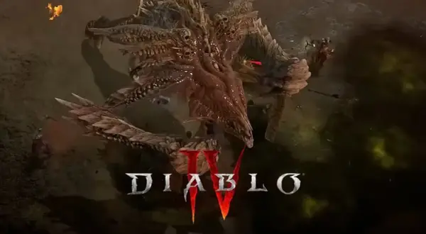 Potworny diablo 4 boss świata walczy z bohaterami.
