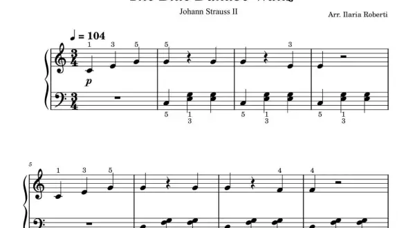 Nad pięknym modrym Dunajem nuty walca Johanna Straussa II. Tempo 104, delikatne "p".