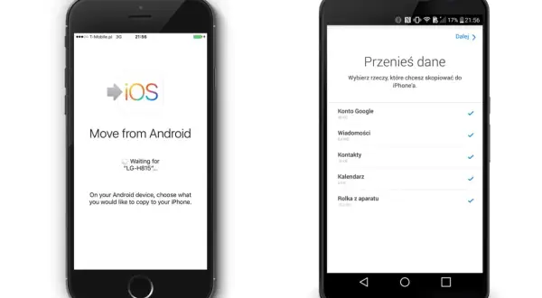 Przeniesienie danych z Androida na iPhone'a. Wybierz, co chcesz skopiować, by nie można wykonać przeniesienia danych iPhone.
