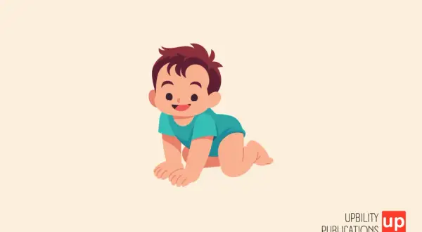Un bimbo sorridente gattona, pronto a giocare. Un'immagine che ricorda quanto i bambini vogliano sempre giocare con la mamma.