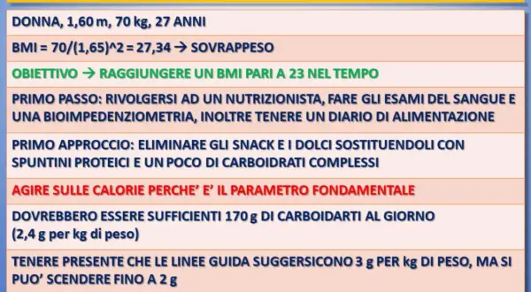 Esempio pratico per dimagrire: 170g di carboidrati al giorno (2,4g/kg) sono sufficienti, ma si può scendere a 2g/kg.