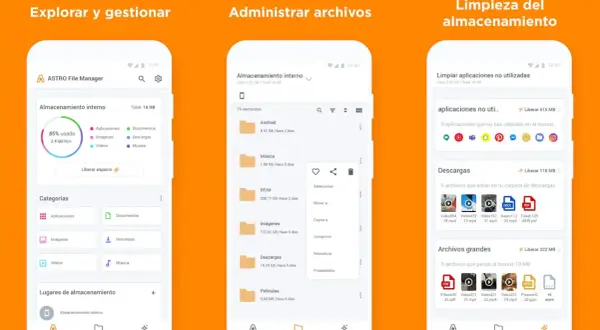 ASTRO File Manager: el mejor explorador de archivos android para organizar, administrar y limpiar tu almacenamiento.