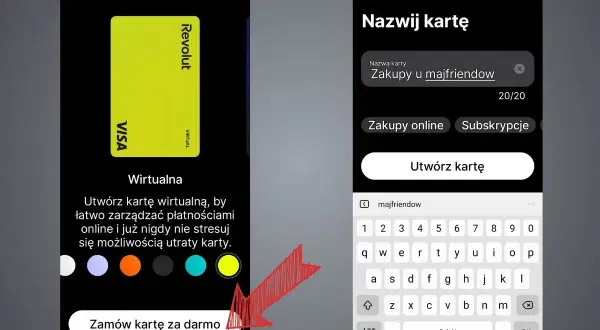 Tworzenie wirtualnej karty Revolut. Zastanawiasz się, ile się czeka na kartę Revolut? Tutaj tworzysz ją wirtualnie, by od razu zarządzać płatnościami.