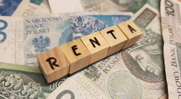 Drewniane klocki z napisem "RENTA" leżą na polskich banknotach. Czy to zapowiedź renty alkoholowej 2026?