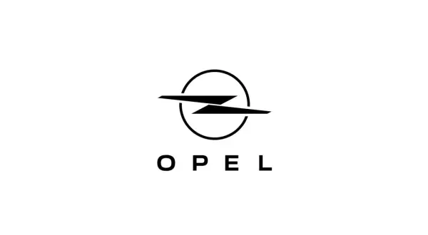 Logo marki samochodu Opel. Błyskawica w okręgu, poniżej napis OPEL.