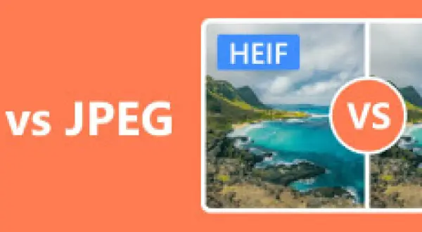 Porównanie formatów HEIF i JPEG. Obraz przedstawia krajobraz z turkusową wodą i zielonymi wzgórzami.