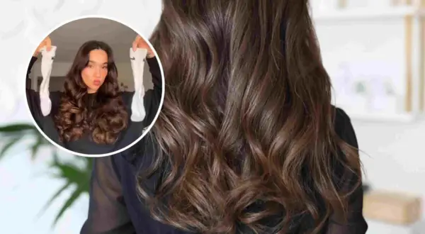 Demostración de como hacerse ondas en el pelo sin plancha, usando calcetines para crear rizos naturales y voluminosos.