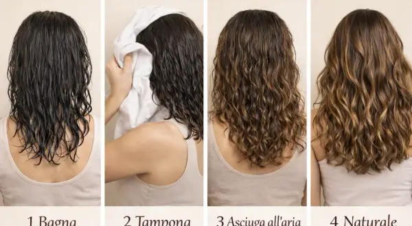 Capelli bagnati, tamponati, asciugati all'aria e infine naturali: scopri come capire che tipo di capelli hai.