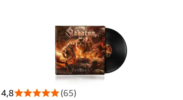 Płyta winylowa z okładką nowego albumu Sabaton "The Great War", przedstawiająca starożytne bitwy z faraonami, słoniami i smokami.